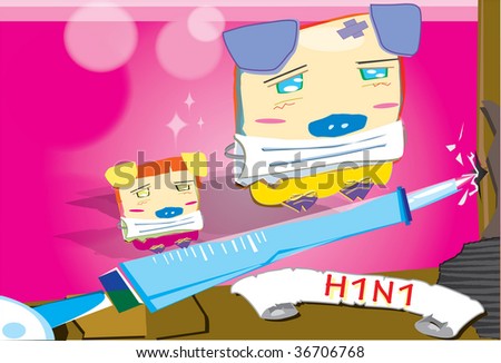 Illustration of a vaccine aganist swine flu