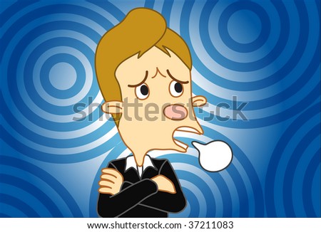 Illustration of a man who is under stress and feel tired.