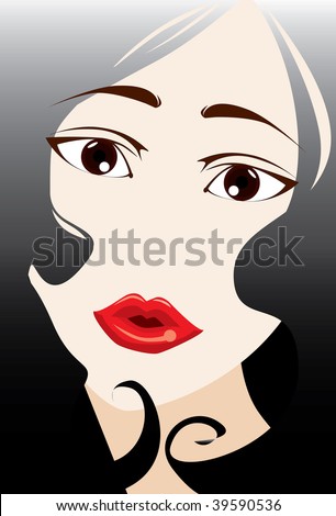 An image of a beautiful girl with sensual lips and wearing red lipstick