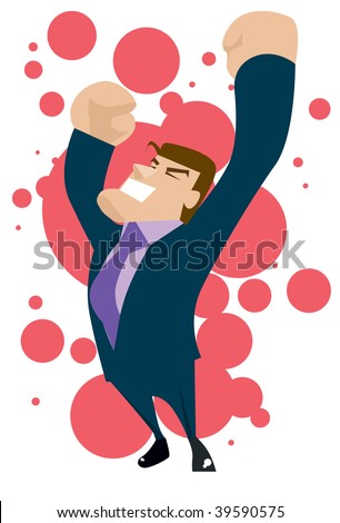 An image of a businessman celebrating his success
