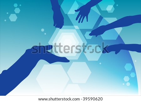 An image of silhouettes of hands coming together