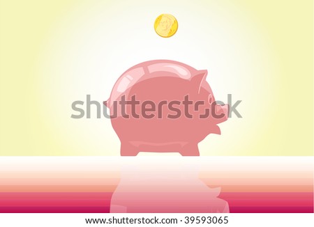 An illustration of a piggy bank with a coin falling into the money slot