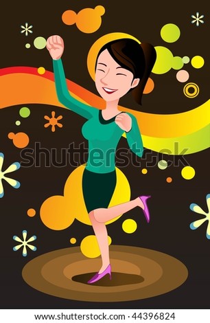 An image of a lady dancing and celebrating her success