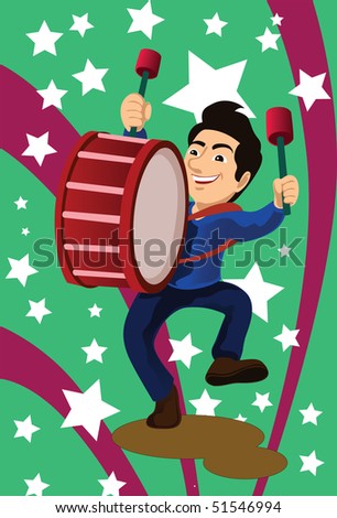 An image of man in a marching band playing the drums
