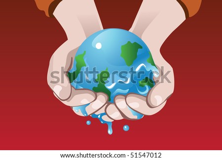 An image of melting earth clasped in the palms of the hand