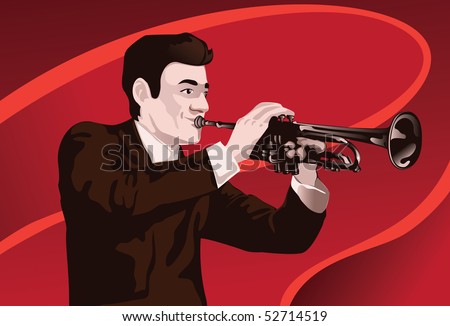 An image showing a man playing a trumpet