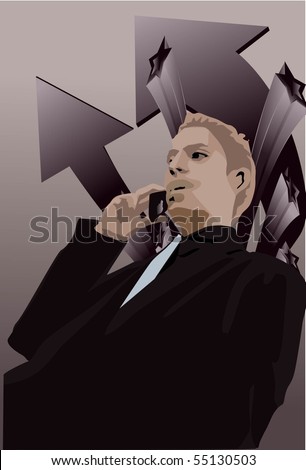 Image of a successful businessman talks on the phone to his client