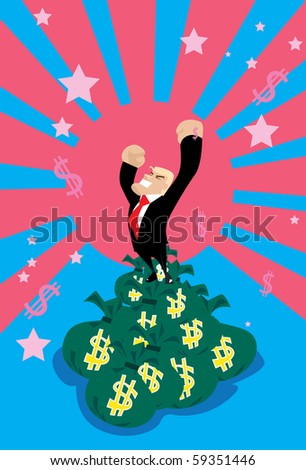 Image of a businessman who is celebrating his success