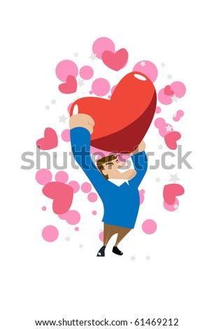 Image of a man who is carrying a big heart.
