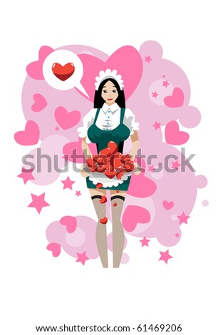 Images of a house Maid who is given her hearts to you.