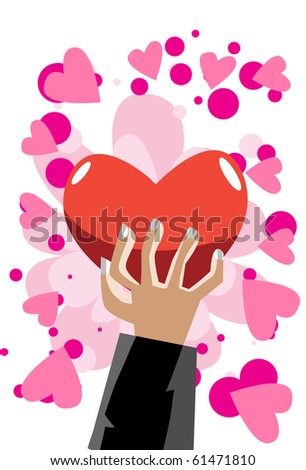 Image of a big heart which in hand on valentine day.