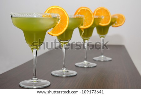 Four exotic drinks on the table