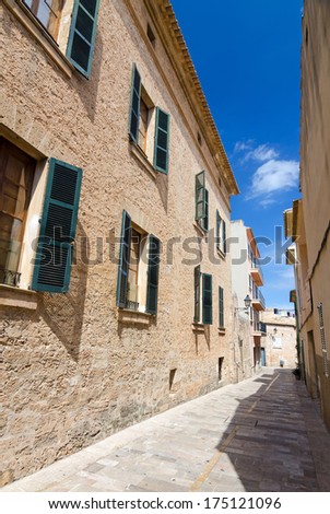 Small city street in Alcudia city