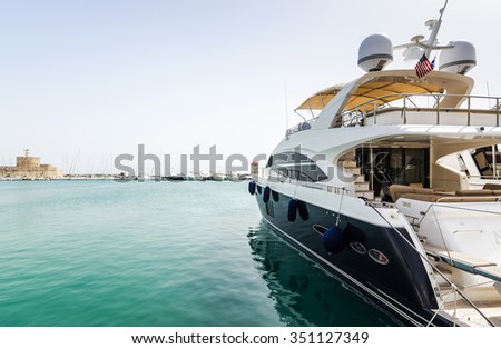 Luxury yacht in Rhodes harbor