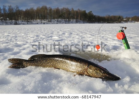 Winter lake fishing