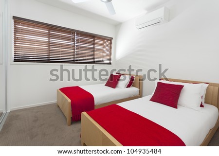 Stylish twin bedroom in modern Australian house