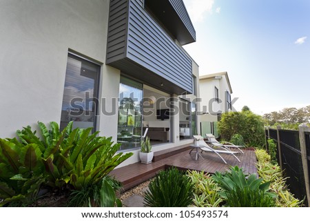 Modern Australian house facade with open living area