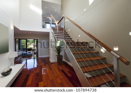 Stylish house interior with staircase