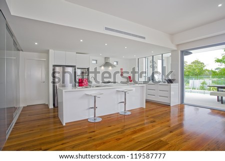 Modern Kitchen With Stainless Steel Appliances In Australian Mansion