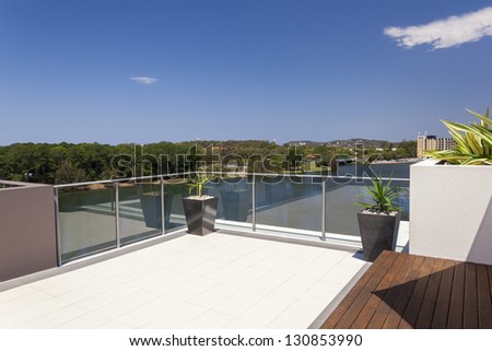 Suburban view from sunny balcony