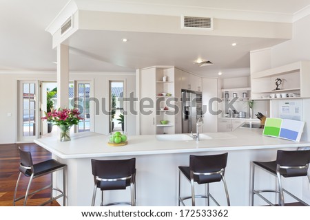 modern minimal white kitchen in australian home