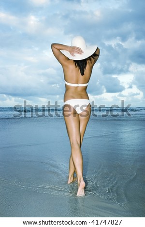 gold coast beach girl. stock photo : Girl in white