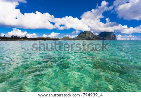 ocean and mountains on tropical island Lord Howe