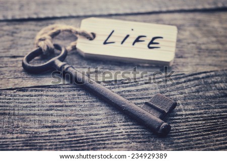 Key and label. Life concept