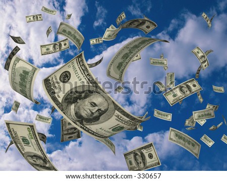 Money fly and clouds