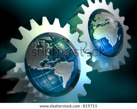 Abstract Earth globes and gears