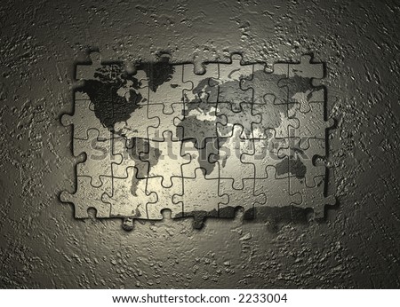 World  Puzzle on World Map Puzzle   3d Render Stock Photo 2233004   Shutterstock
