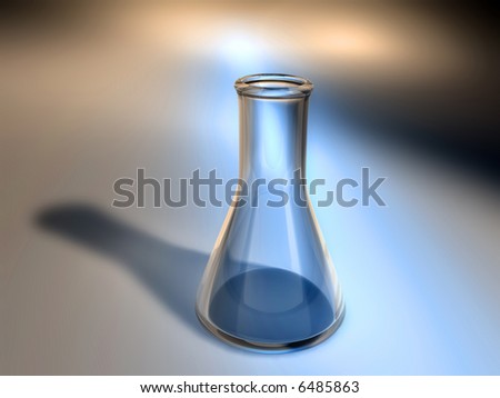 An empty chemistry flask on color background - 3d render