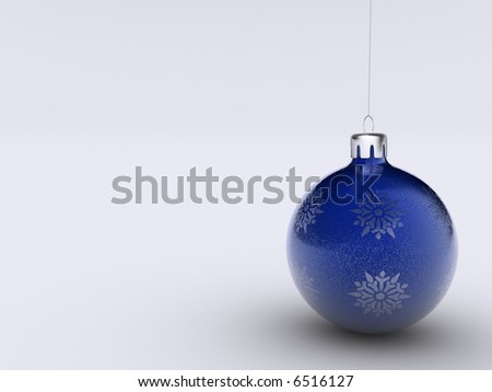 Christmas blue ornament on white background - rendered in 3d