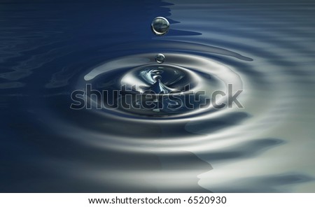 Illustration of drops falling in water - rendered in 3d