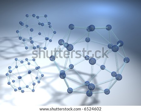Conceptual model of three molecular structure - rendered in 3d