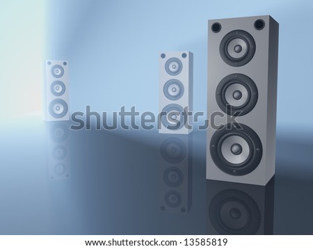 Three audio speaker - rendered in 3d