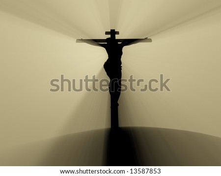 Silhouette of Jesus crucified