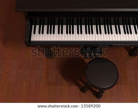 Top view of a piano  - rendered in 3d