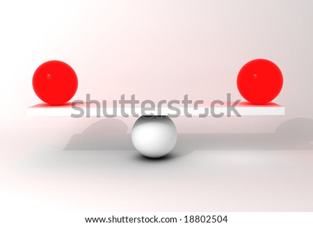 Three sphere in balance, conceptual illustration representing equilibrium and precision