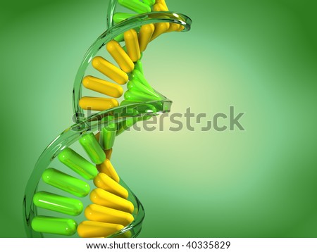 Conceptual chemistry scene - DNA structure - 3d render