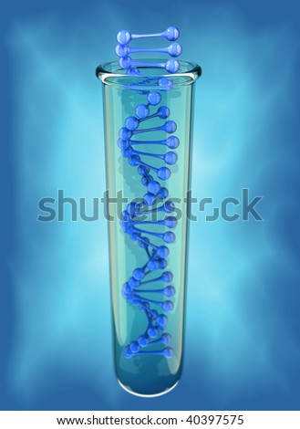 Chemistry tube with DNA structure  - 3d render