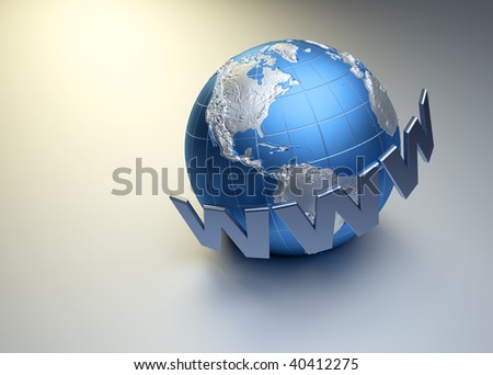 www word surrounding Earth globe - 3d render