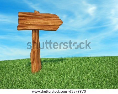 Directional sign wood - this is a 3d render illustration