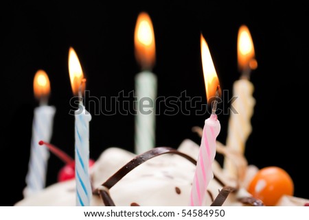 Birthday Cake  Candles on Birthday Party Celebration Sweet Cake Food Candle Stock Photo 54584950