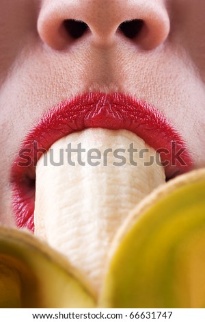 banana sucking eating symbol fruit fellatio woman young shutterstock blonde while