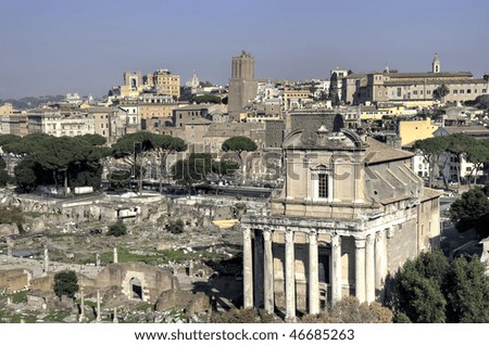 View over the Forum Romanum from Palatine hill, Rome, Italy