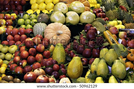 Collection of fruits on a market