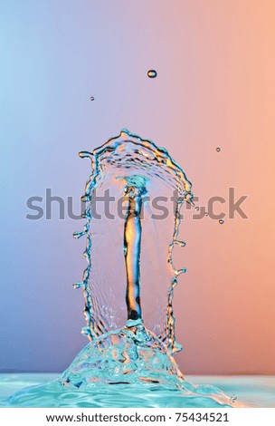 Water drop on a drop - High Speed Photography on a blue orange background