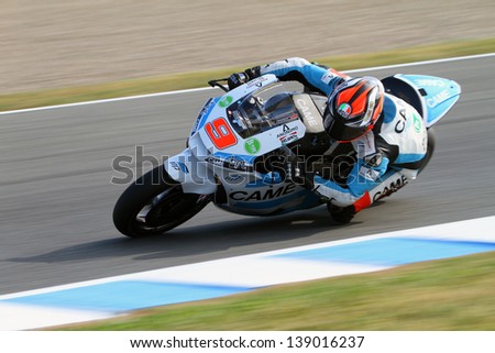 JEREZ - SPAIN, MAY 4: Italian rider Danilo Petrucci during practice at 2013 Bwin MotoGP of Spain at Jerez circuit on May 4, 2013