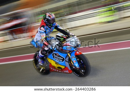 LOSAIL - QATAR, MARCH 26: Spanish Moto2 rider Alex Marquez at 2015 Commercial Bank MotoGP of Qatar on March 26, 2015